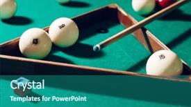  Presentation with billiard - Amazing slide deck having pool table - billiard items backdrop and a ocean colored foreground