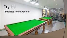  Presentation with billiard - Presentation design with pool table - decoration of modern billiard room background and a light gray colored foreground