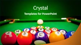  Presentation with spheres - Presentation design featuring pool table - fifteen billiard spheres lay background and a black colored foreground