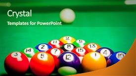  Presentation with spheres - Beautiful slide set featuring pool table - fifteen billiard spheres lay backdrop and a forest green colored foreground