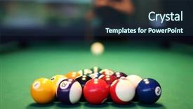  Presentation with christmas balls disco ball - PPT layouts having pool table - snooker balls background and a tawny brown colored foreground