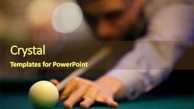  Presentation with professional snooker player evaluating - Cool new PPT theme with pool table - snooker player backdrop and a tawny brown colored foreground