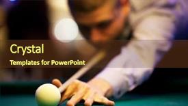  Presentation with professional snooker player evaluating - Presentation theme consisting of pool table - snooker player background and a tawny brown colored foreground