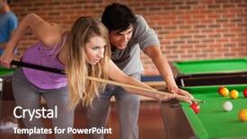  Presentation with broken home upset couple - Colorful slide deck enhanced with pool table - young couple playing snooker backdrop and a tawny brown colored foreground