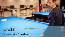  Presentation with dark blue stars and glitter - Cool new theme with pool table with balls pyramid backdrop and a light blue colored foreground