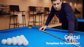 Presentation with dark blue - PPT layouts enhanced with pool table with balls pyramid background and a teal colored foreground