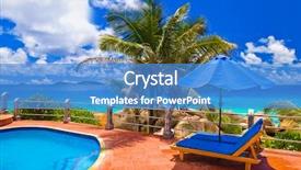  Presentation with vacation - PPT theme featuring pool at tropical beach - vacation background and a teal colored foreground