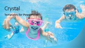  Presentation with swimming pool - Colorful PPT theme enhanced with pool under the water backdrop and a light blue colored foreground