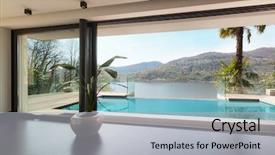  Presentation with living room - Audience pleasing theme consisting of pool view from the living backdrop and a light gray colored foreground