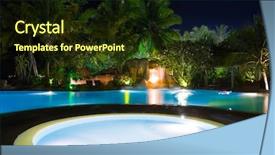  Presentation with fall waterfall - Colorful theme enhanced with pool and waterfall at night backdrop and a  colored foreground