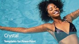  Presentation with swimming pool - Slide deck with pool with eyes closed background and a teal colored foreground