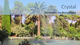  Presentation with botanical garden - Audience pleasing theme consisting of pool-with-fountain-in-eram backdrop and a light blue colored foreground