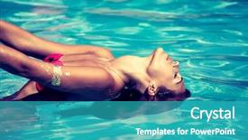  Presentation with pool side - Slide set featuring pool with head thrown background and a teal colored foreground