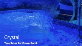  Presentation with hardening - PPT theme with pool-with-illumination-and-waterfall background and a cobalt blue colored foreground