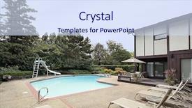  Presentation with luxury - PPT layouts consisting of pool with slide in luxury background and a  colored foreground