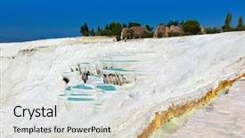  Presentation with turkey - PPT theme consisting of pools and terraces - pamukkale turkey background and a soft green colored foreground
