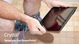  Presentation with closeup of foosball table soccer - PPT theme featuring poop - closeup of a man using background and a coral colored foreground