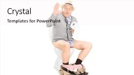  Presentation with toilet - Slide deck having poop - interrupted senior sitting background and a white colored foreground