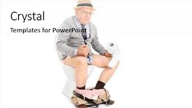  Presentation with toilet - PPT layouts featuring poop - senior man pushing hard seated background and a white colored foreground