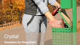  Presentation with container - PPT layouts with poop - woman throwing dog poo background and a coral colored foreground