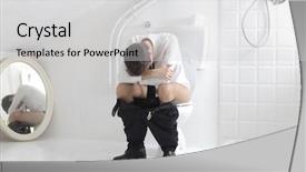  Presentation with toilet - Cool new slide deck with poop - young businessman on a toilet backdrop and a  colored foreground