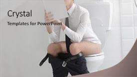  Presentation with man in suit and tie - Theme consisting of poop - young man in tie reading background and a light gray colored foreground