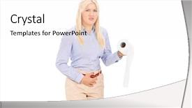  Presentation with pee - Amazing PPT theme having poop - young woman in need backdrop and a white colored foreground