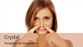  Presentation with colorful finger painted hands - Cool new slides with poop - young woman pinches nose backdrop and a coral colored foreground