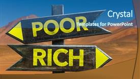  Presentation with poor rich - Cool new PPT theme with poor - rich signpost backdrop and a ocean colored foreground