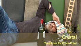  Presentation with cost of poor quality - Colorful PPT theme enhanced with social issue - poor and drunk man lying backdrop and a violet colored foreground