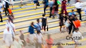  Presentation with pedestrian crossing - Slides consisting of poor areas - busy pedestrian crossing at hong background and a coral colored foreground