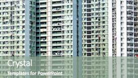  Presentation with hong kong - Beautiful PPT theme featuring poor areas - hong kong new public housing backdrop and a gray colored foreground