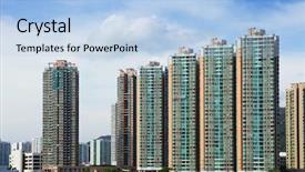  Presentation with hong kong - Slide deck with poor areas - housing in hong kong background and a  colored foreground