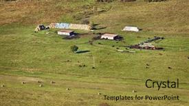  Presentation with farmlands - Slide set consisting of poor areas - pasture farmlands in the countriside background and a gold colored foreground