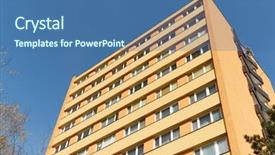  Presentation with colour blocking building blocks - Cool new presentation theme with poor areas - residential building block with many backdrop and a ocean colored foreground