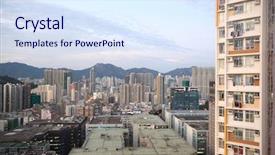  Presentation with hong kon - PPT layouts consisting of poor areas - sunset in downtown area hong background and a  colored foreground