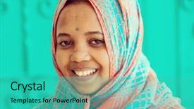  Presentation with african american girl power business - Beautiful PPT layouts featuring poor black race - african muslim girl backdrop and a teal colored foreground