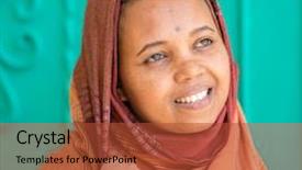  Presentation with african american girl power business - PPT theme featuring poor black race - african muslim girl background and a  colored foreground