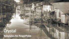  Presentation with community - Beautiful slides featuring poor-canal-side-community backdrop and a gray colored foreground