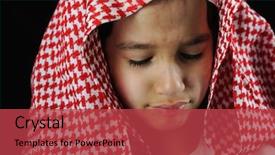  Presentation with arabic - Cool new PPT theme with poor children africa - arabic sad boy backdrop and a red colored foreground