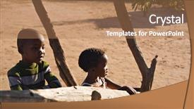 Presentation with poor village - PPT theme enhanced with poor children africa - brother and sister hanging background and a coral colored foreground