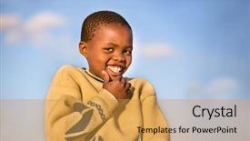  Presentation with wooden cross against the sky - Theme with poor children africa - motswana child smiling against sky background and a  colored foreground