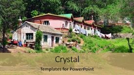  Presentation with poor village - Audience pleasing PPT layouts consisting of poor chinese village in jilin province backdrop and a yellow colored foreground