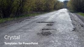  Presentation with car region - Beautiful slides featuring poor-condition-of-the-road backdrop and a gray colored foreground