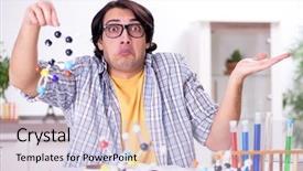  Presentation with exam - Colorful presentation design enhanced with poor education - young student physicist preparing backdrop and a lemonade colored foreground