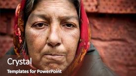  Presentation with homelessness - Cool new presentation theme with poor face - homelessness woman backdrop and a tawny brown colored foreground