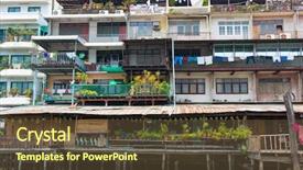  Presentation with thailand - Beautiful presentation theme featuring asia mania - poor home facade in bangkok backdrop and a tawny brown colored foreground