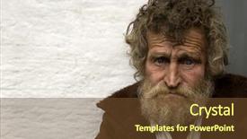  Presentation with homeless - Cool new presentation with poor man - homeless person with empty space backdrop and a tawny brown colored foreground
