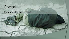  Presentation with sleep - Slide deck enhanced with poor man - sleep on the street background and a light gray colored foreground