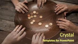  Presentation with lost people - Theme featuring poor people holding plate background and a tawny brown colored foreground